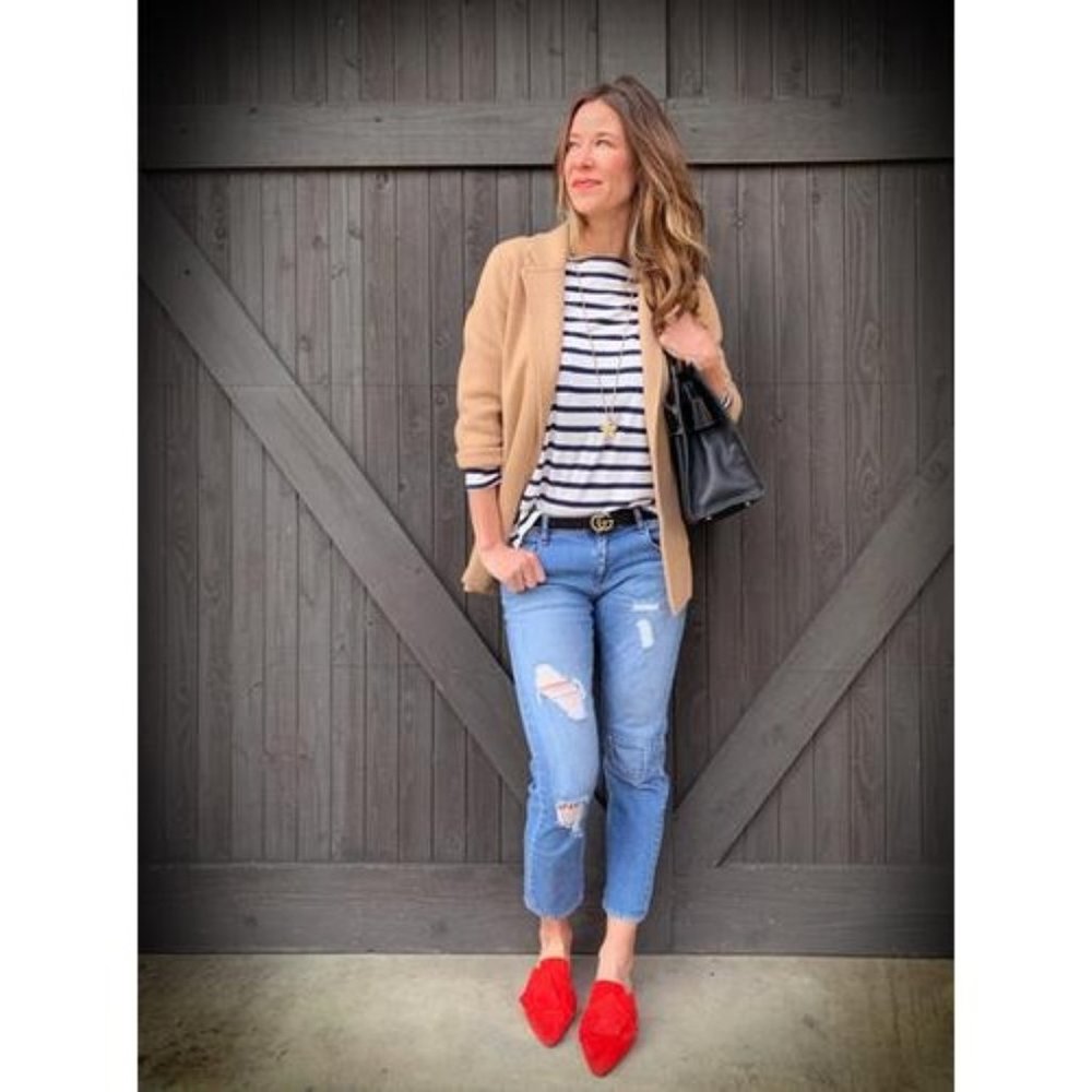 J.Crew Womens 6 Red Suede Knotted Bow Top Pointed